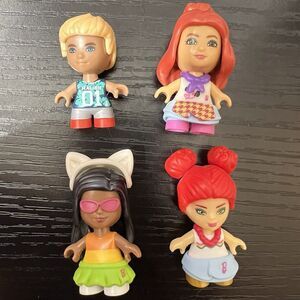 4 Mega Construx Barbie Mini-Figures – Doll Lot / Pre-Owned